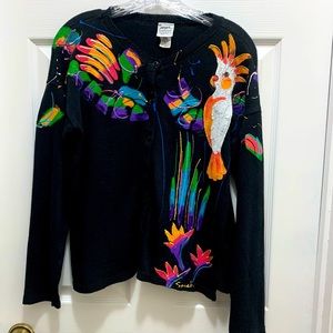Vintage Sarah Hand Painted Originals Button Down Sweater